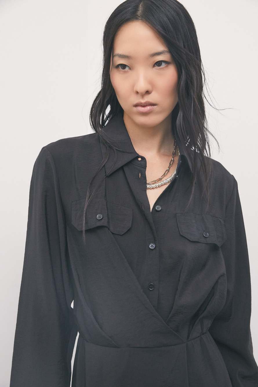 Midi shirt dress in modal, Black, Patrizia Pepe