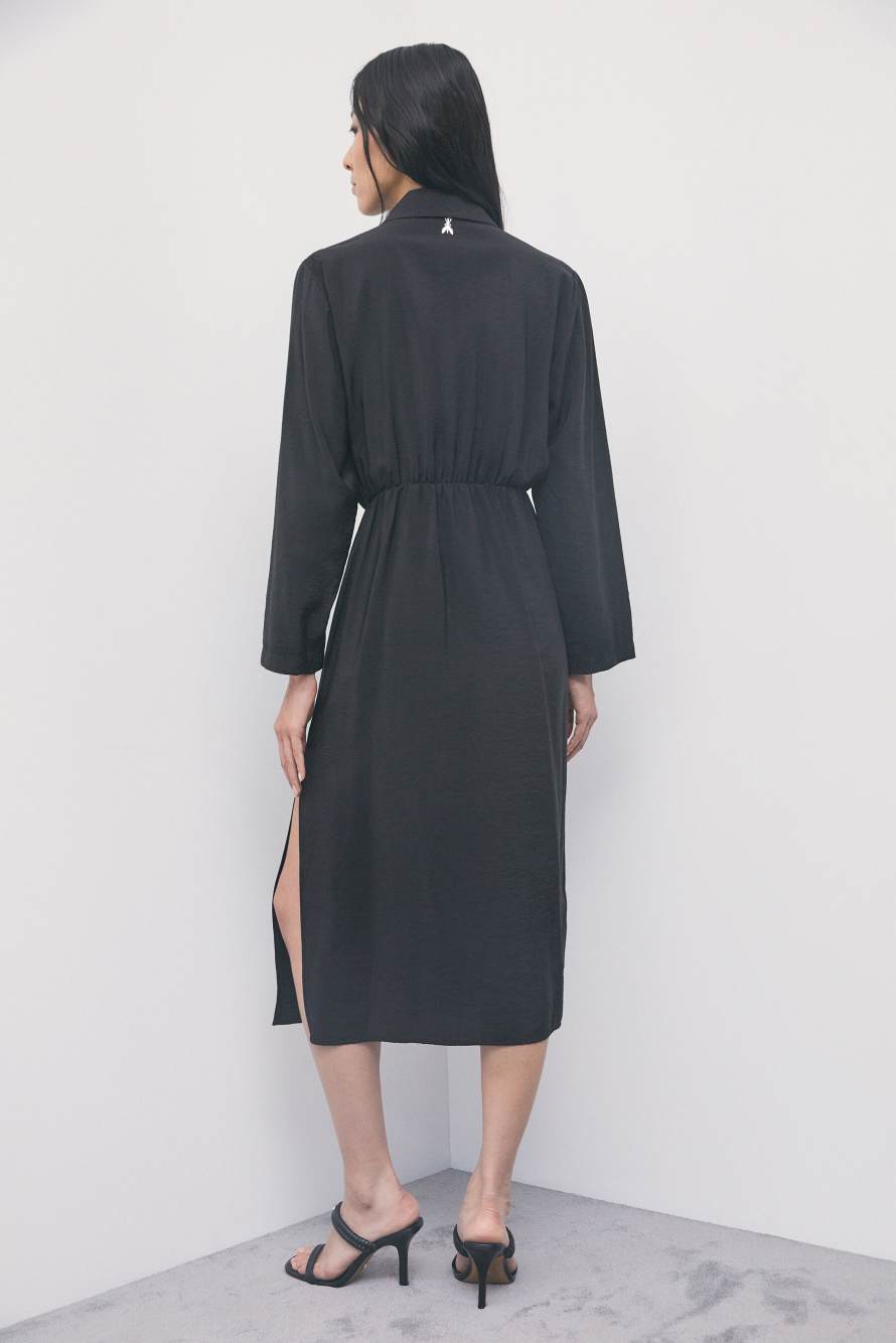 Midi shirt dress in modal, Black, Patrizia Pepe