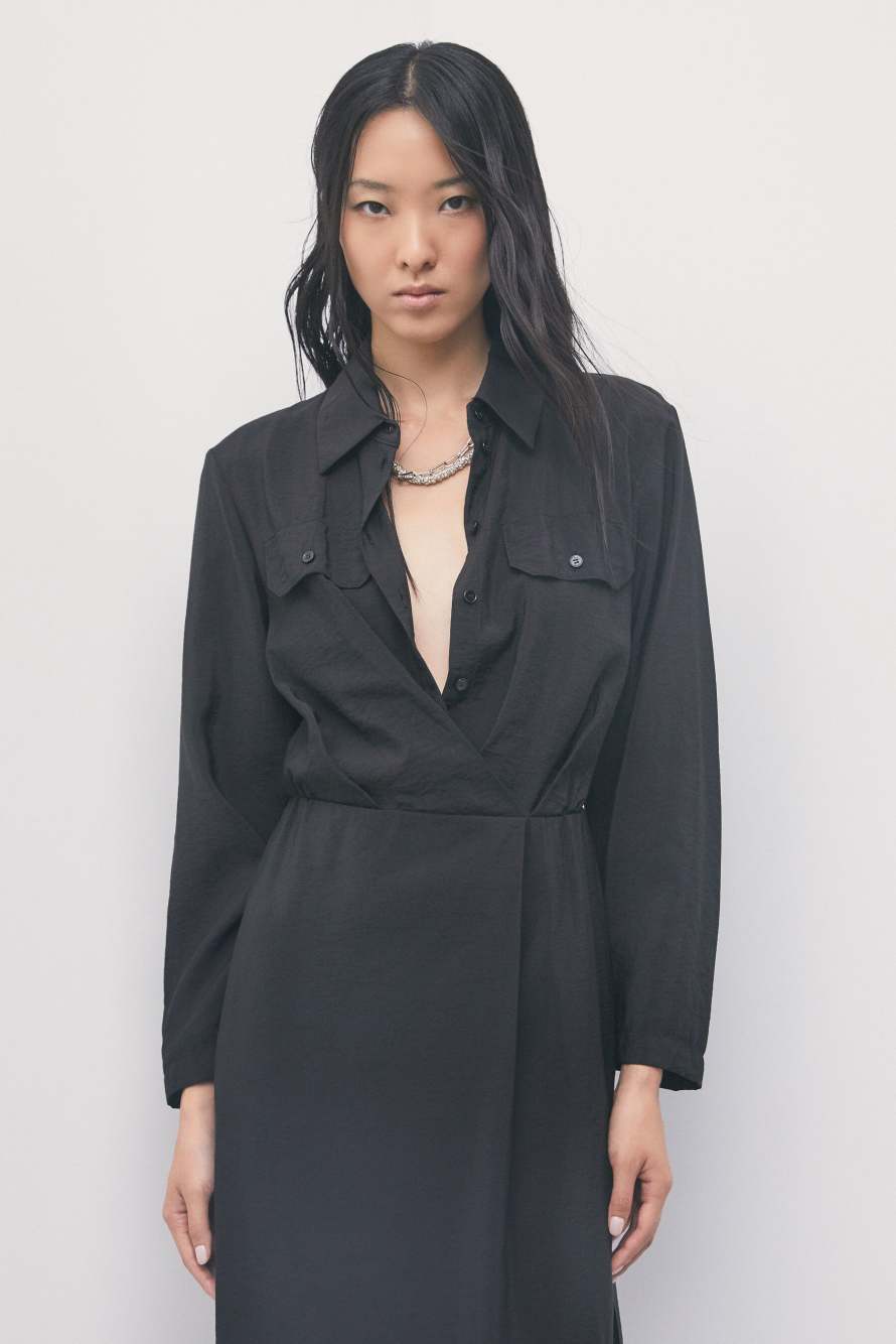 Midi shirt dress in modal, Black, Patrizia Pepe