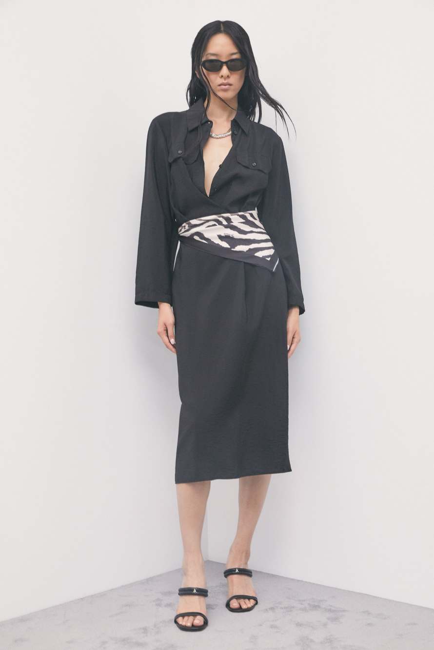 Midi shirt dress in modal, Black, Patrizia Pepe