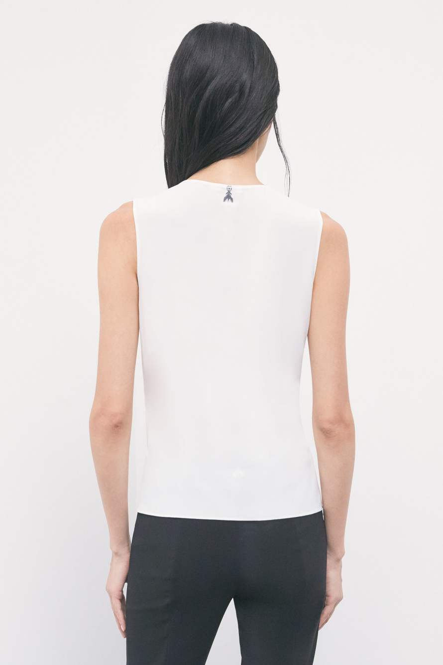 Asymmetric viscose cr&ecirc;pe blouse, White, Patrizia Pepe