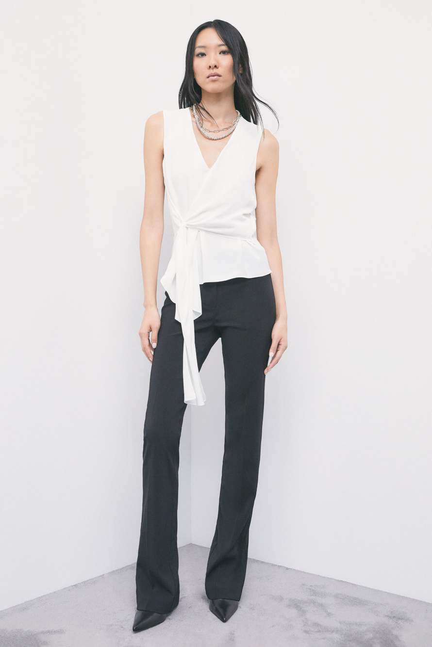 Asymmetric viscose cr&ecirc;pe blouse, White, Patrizia Pepe