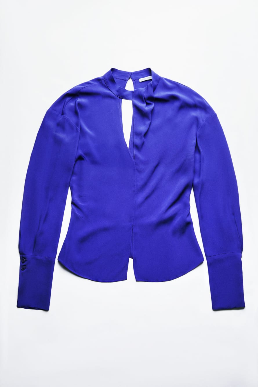 Fluid viscose blouse with V-neck, Purple, Patrizia Pepe