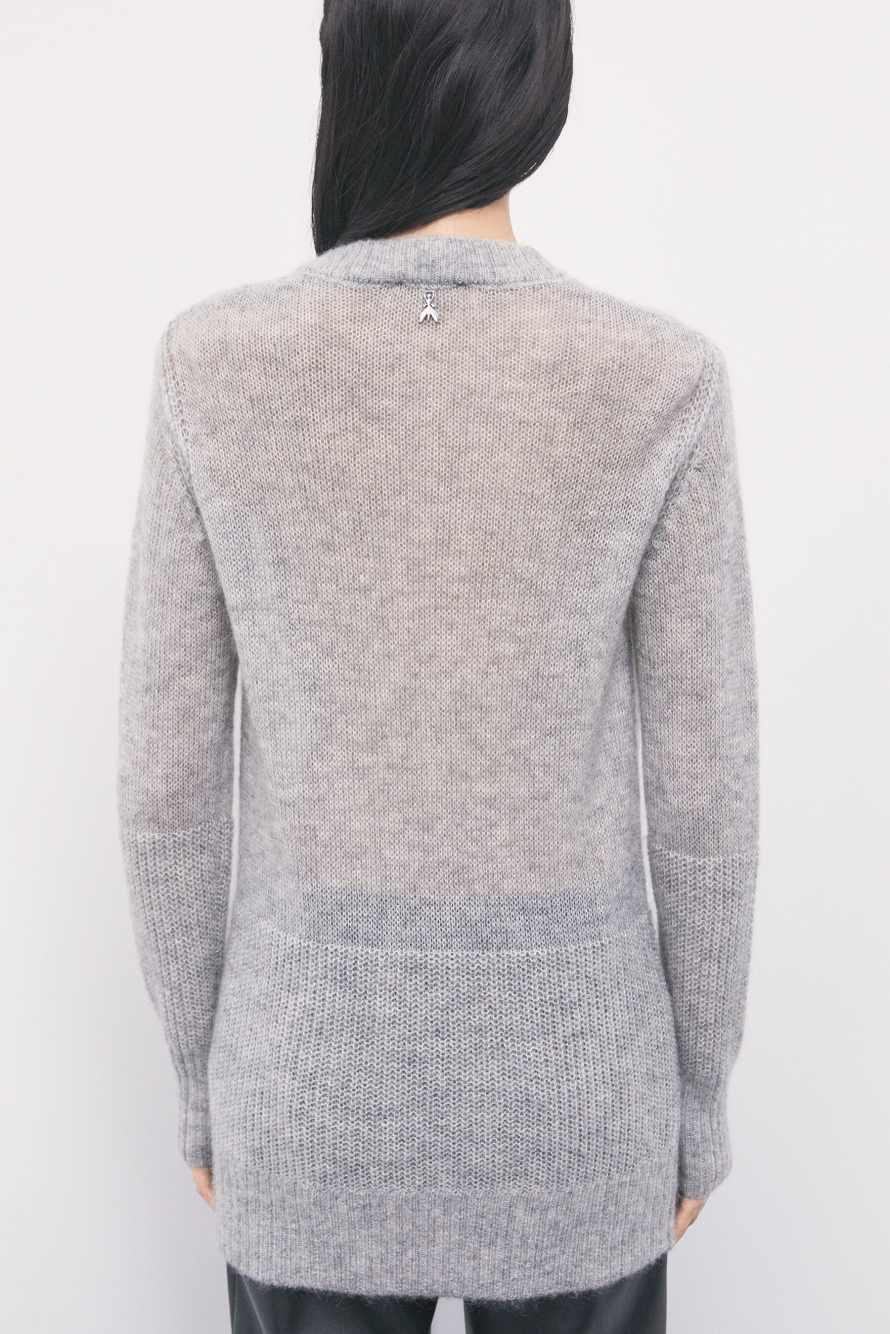Wool-mohair blend cardigan with pockets, Grey, Patrizia Pepe