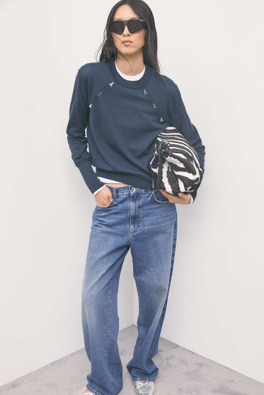 Crew-neck wool jumper, Blue, Patrizia Pepe