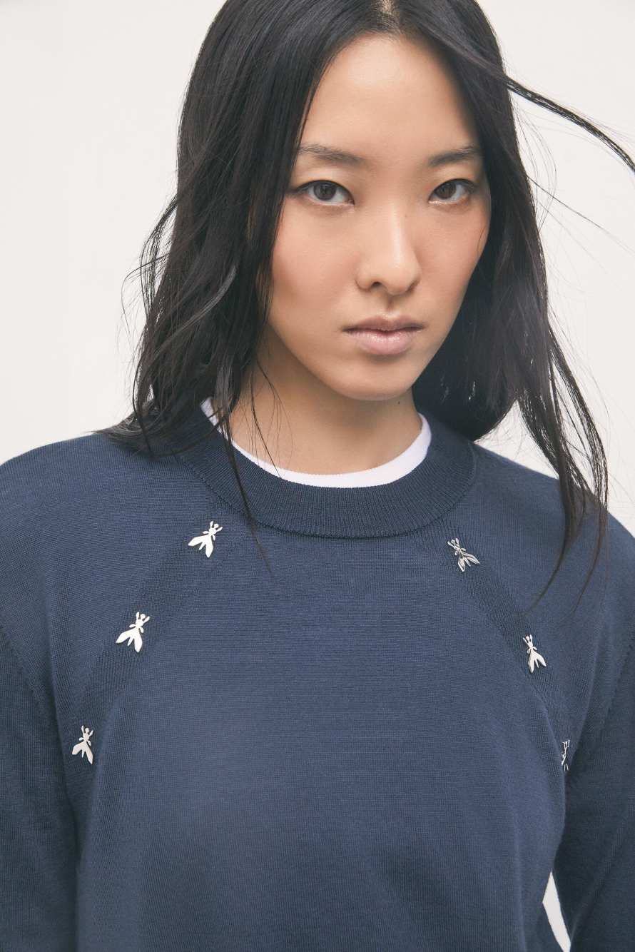 Crew-neck wool jumper, Blue, Patrizia Pepe