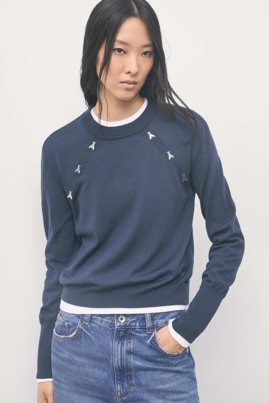 Crew-neck wool jumper, Blue, Patrizia Pepe