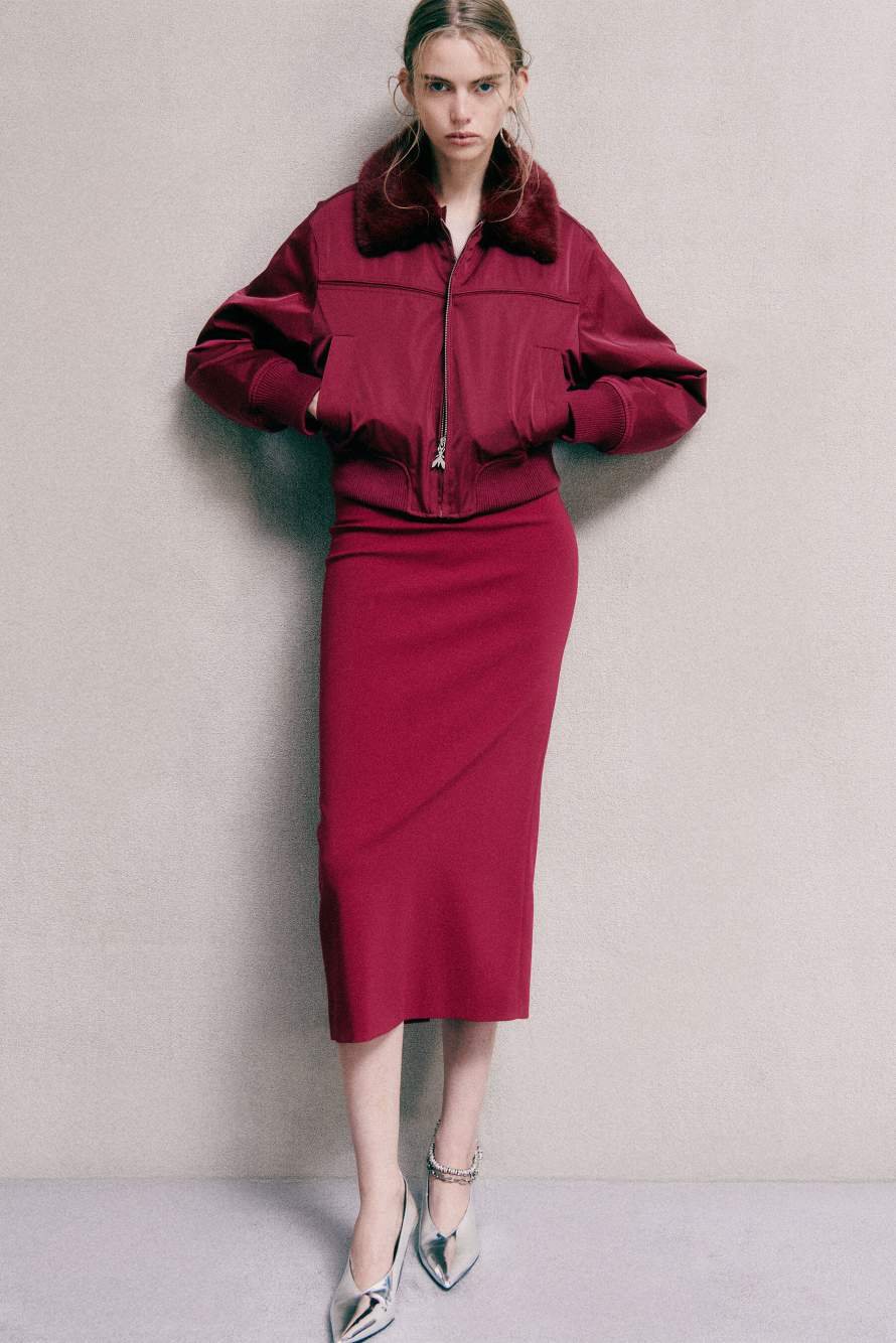 Water-repellent satin bomber jacket, Red, Patrizia Pepe