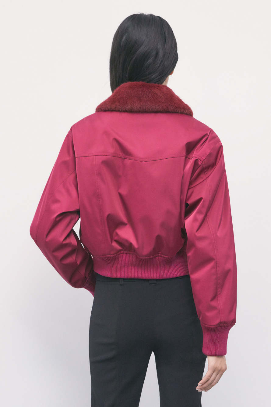Water-repellent satin bomber jacket, Red, Patrizia Pepe