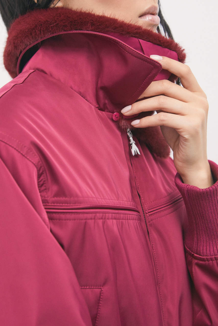 Water-repellent satin bomber jacket, Red, Patrizia Pepe