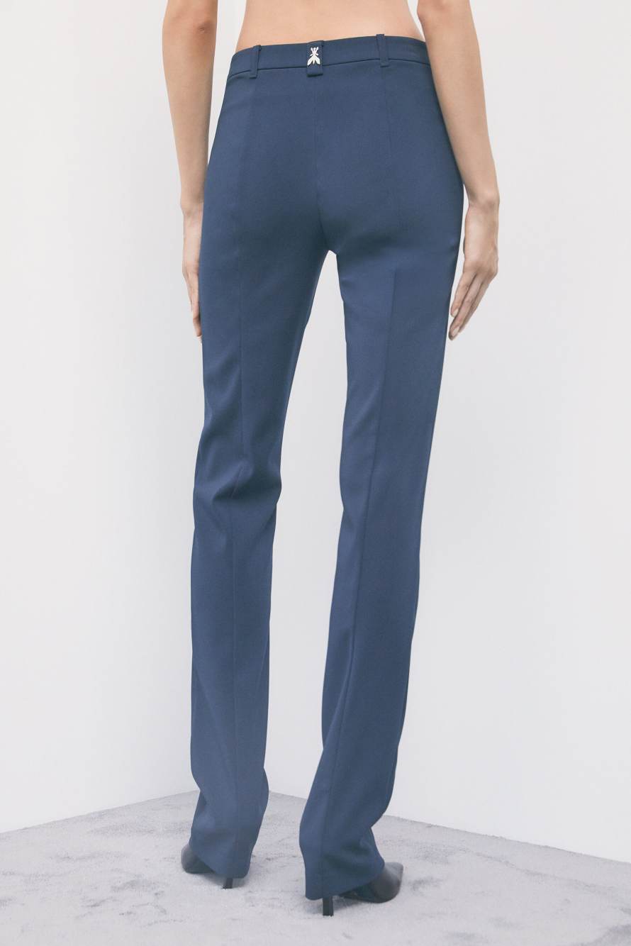 Pantalon slim en cr&ecirc;pe stretch, Bleu, Patrizia Pepe