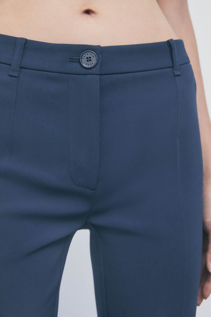 Pantalon slim en cr&ecirc;pe stretch, Bleu, Patrizia Pepe