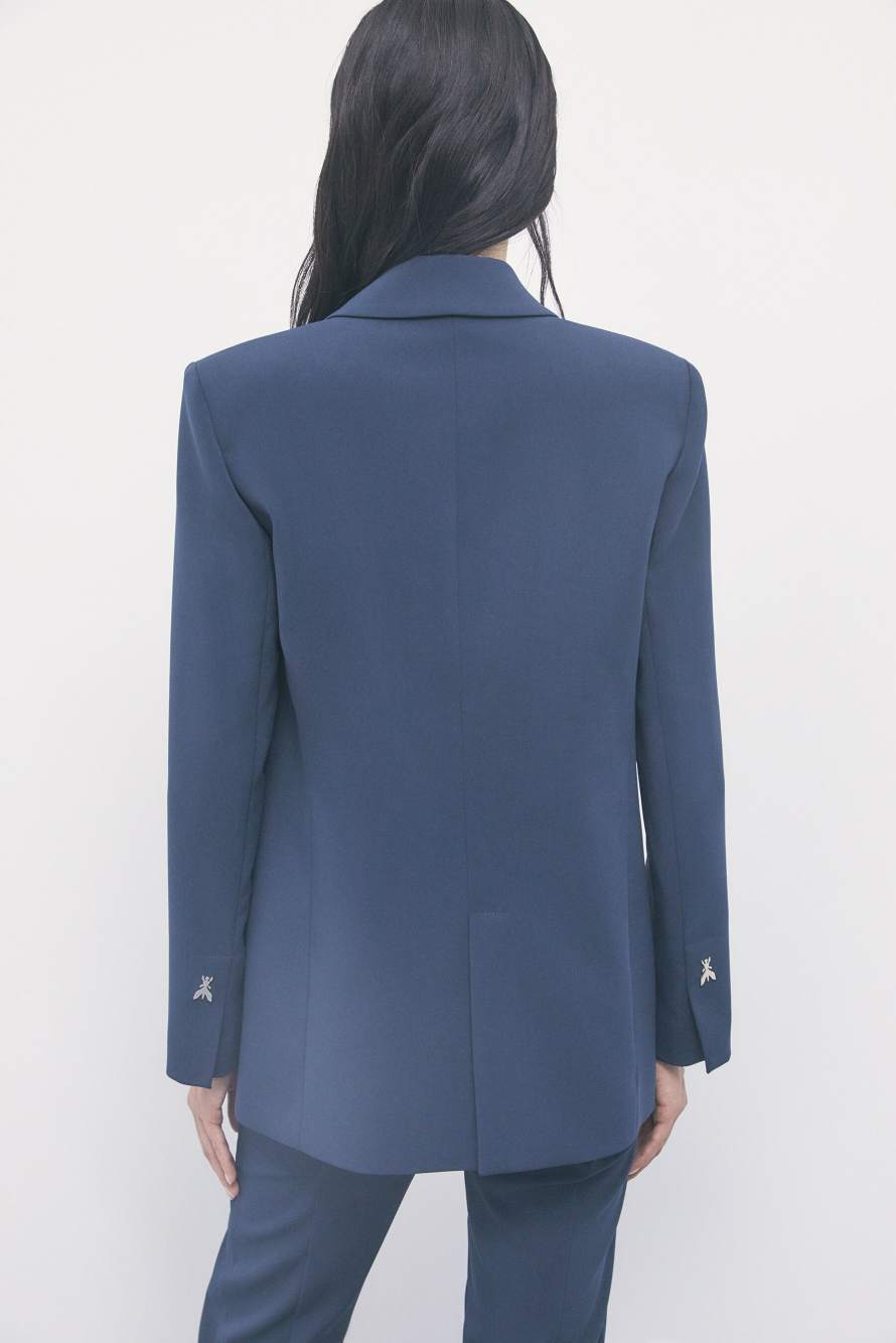Fluid two-button stretch blazer, Blue, Patrizia Pepe
