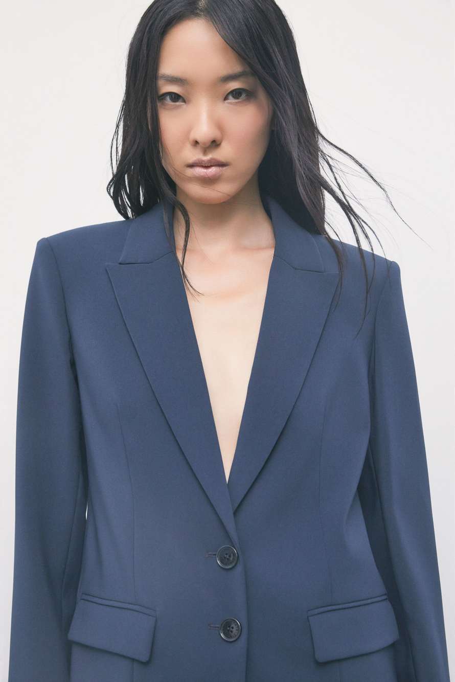 Fluid two-button stretch blazer, Blue, Patrizia Pepe