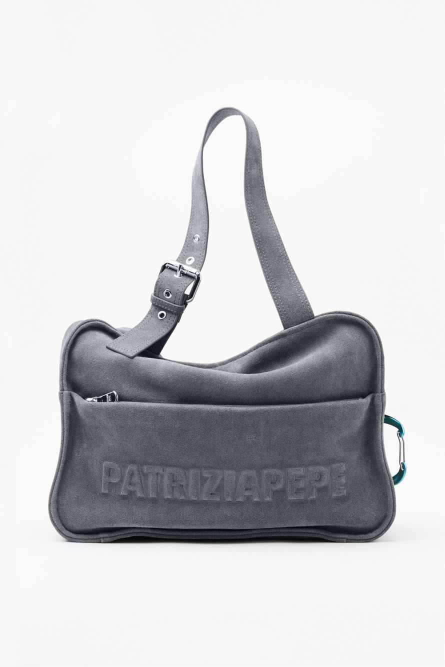 (IM)PERFECTION suede shopping bag, Grey, Patrizia Pepe