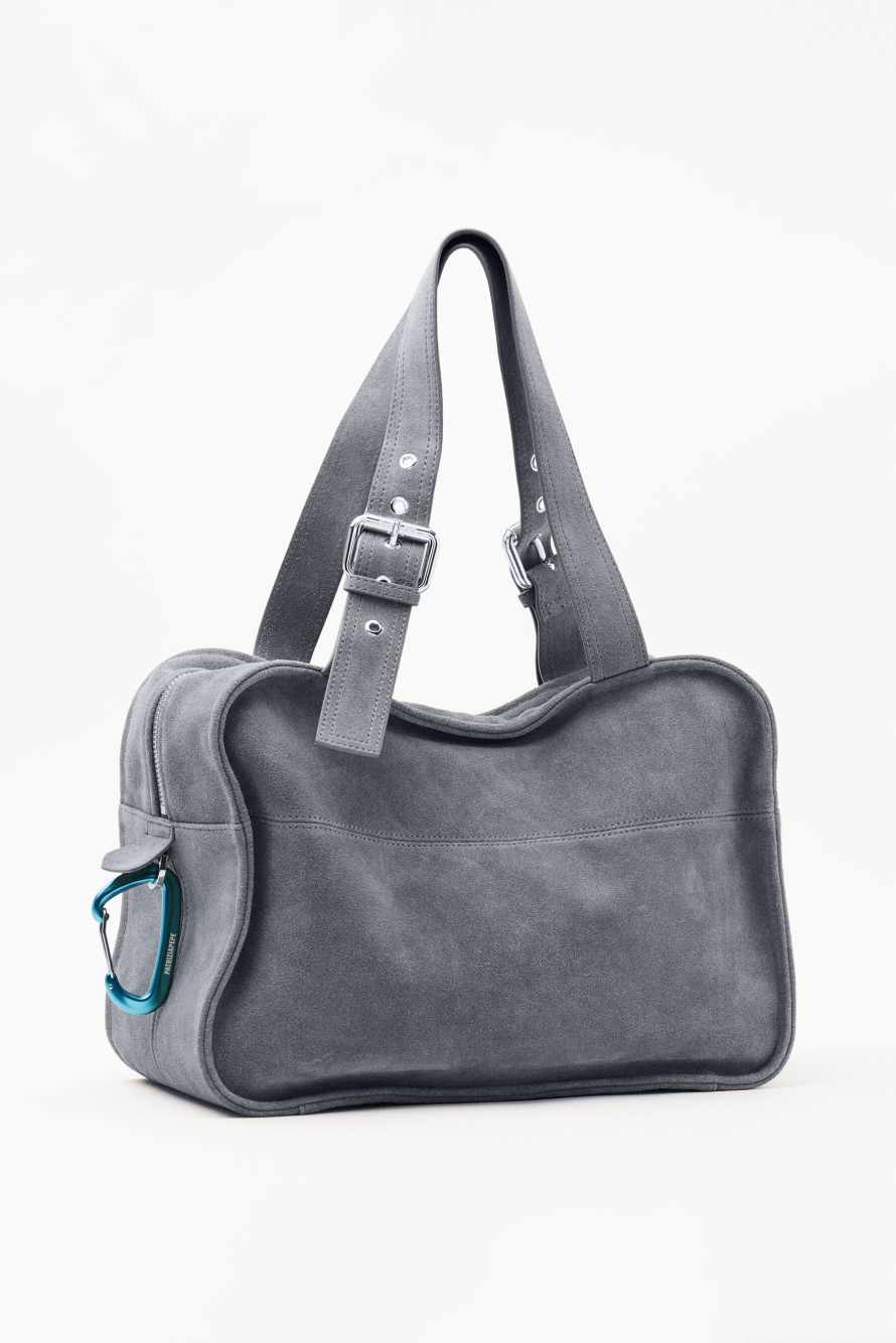 (IM)PERFECTION suede shopping bag, Grey, Patrizia Pepe