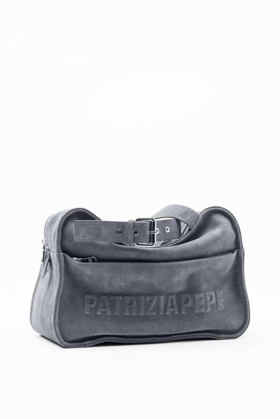 (IM)PERFECTION suede shopping bag, Grey, Patrizia Pepe