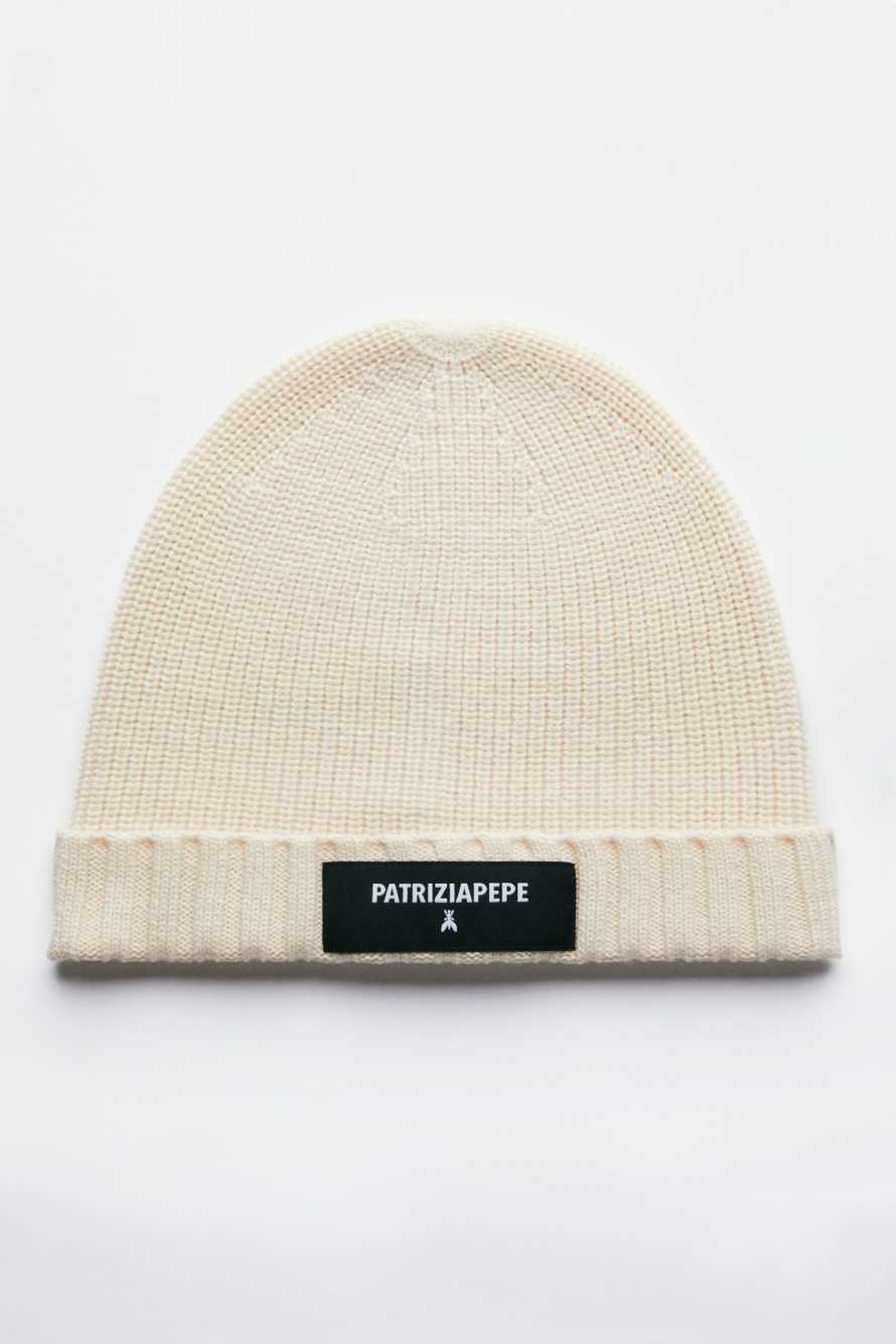 Rib knit beanie, White, Patrizia Pepe