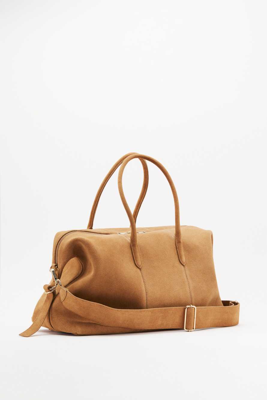 New Business large suede top handle bag, Beige, Patrizia Pepe