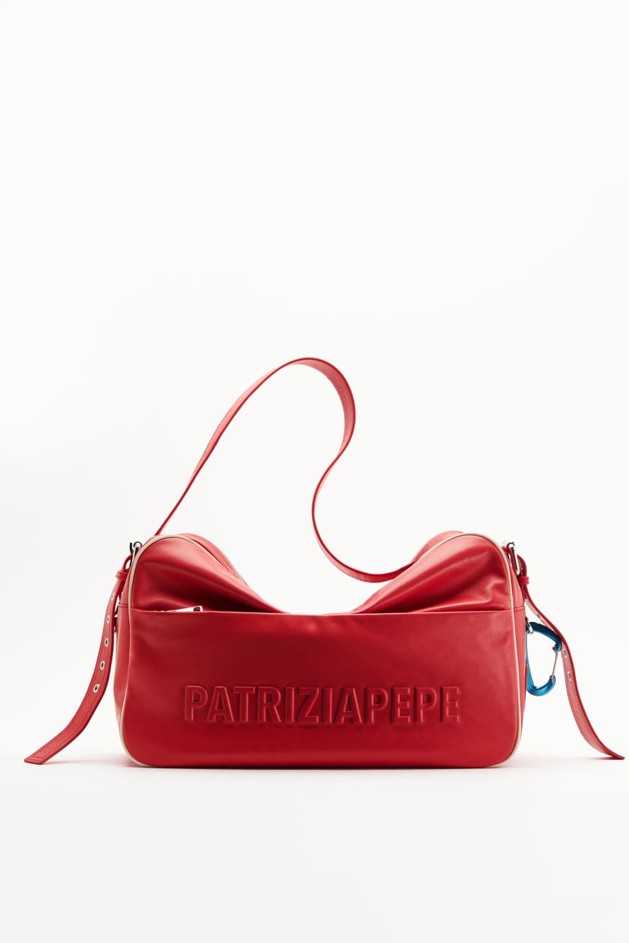 (IM)PERFECTION large nylon and leather bag, Red, Patrizia Pepe