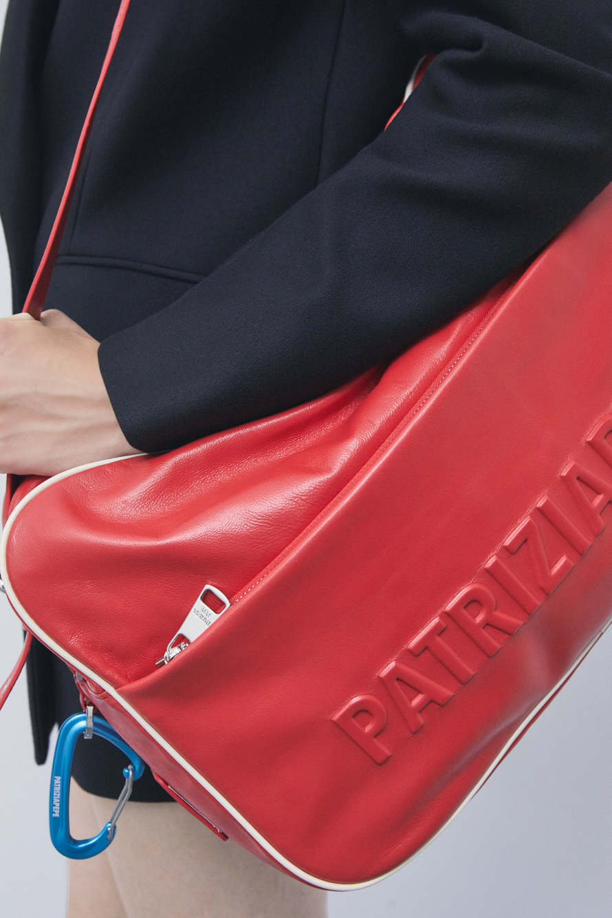 (IM)PERFECTION large nylon and leather bag, Red, Patrizia Pepe