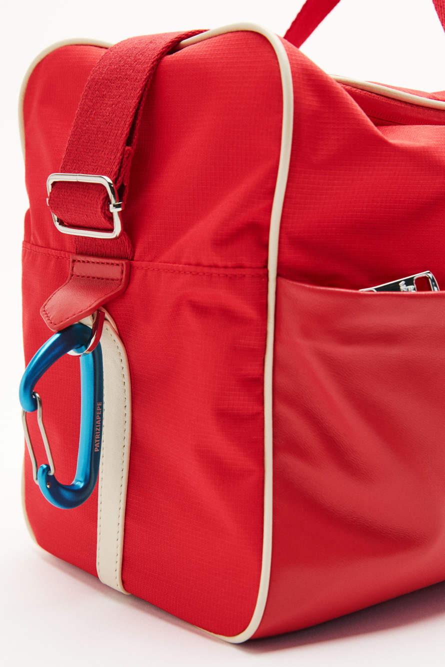 (IM)PERFECTION nylon and leather travel bag, Red, Patrizia Pepe