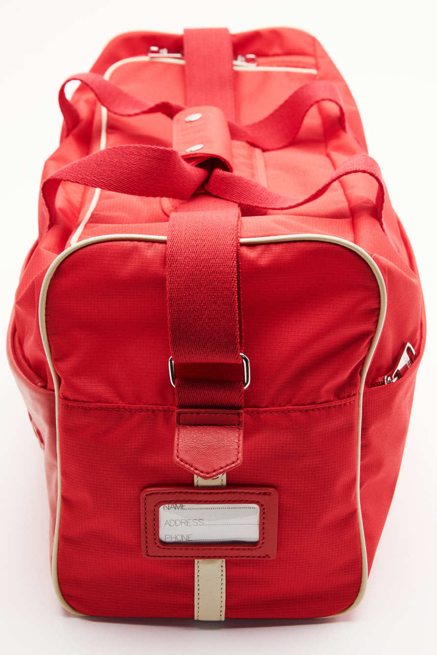 (IM)PERFECTION nylon and leather travel bag, Red, Patrizia Pepe