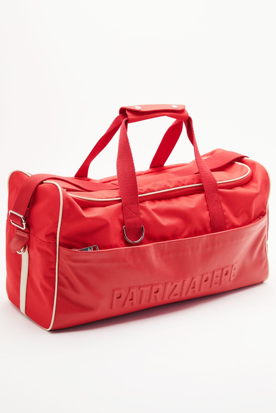 (IM)PERFECTION nylon and leather travel bag, Red, Patrizia Pepe