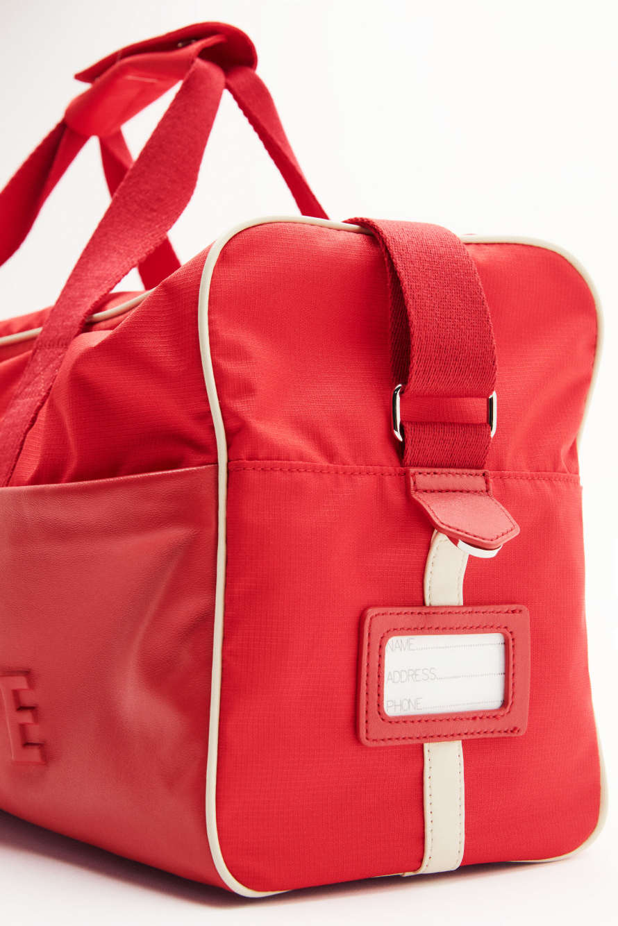 (IM)PERFECTION nylon and leather travel bag, Red, Patrizia Pepe