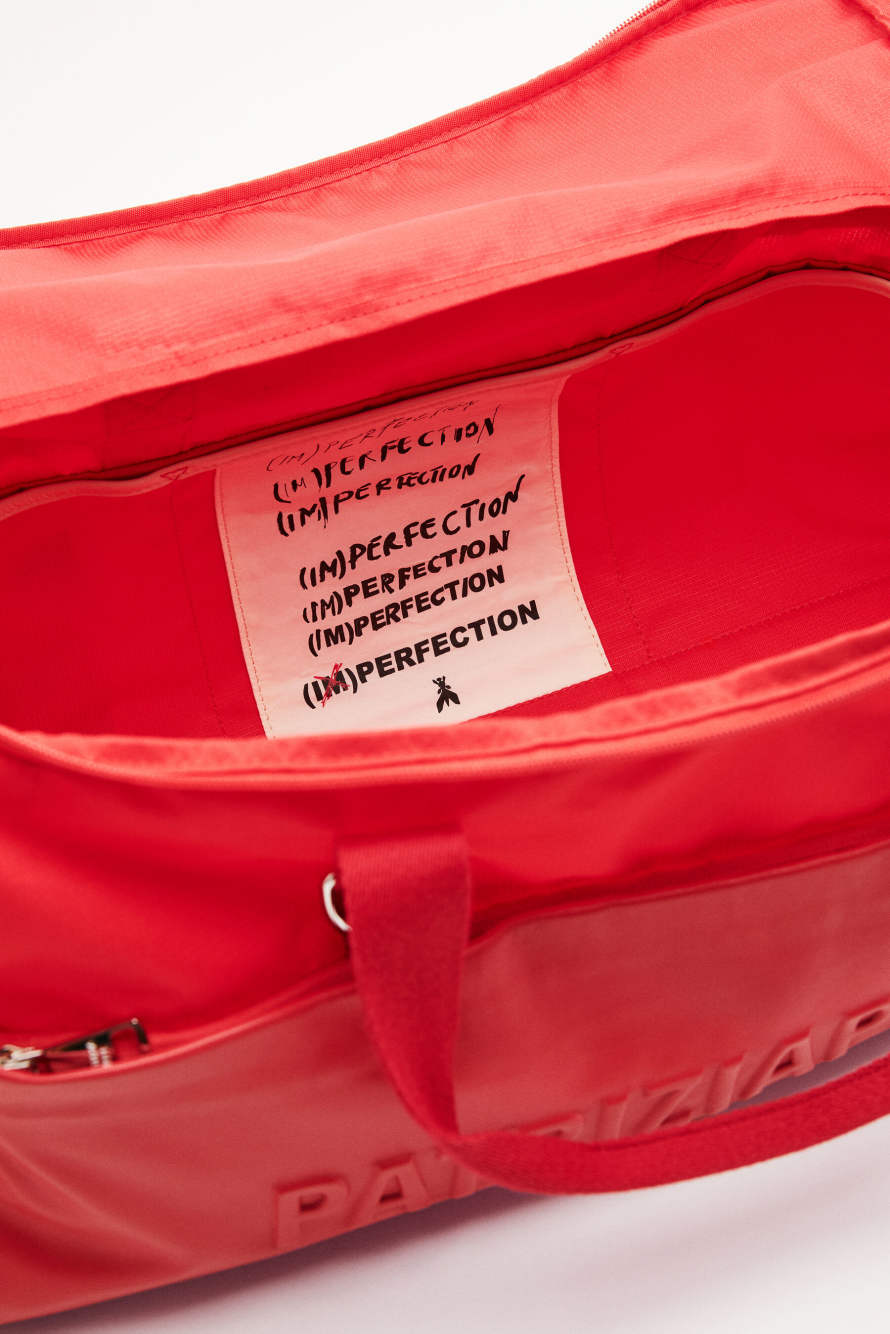 (IM)PERFECTION nylon and leather travel bag, Red, Patrizia Pepe