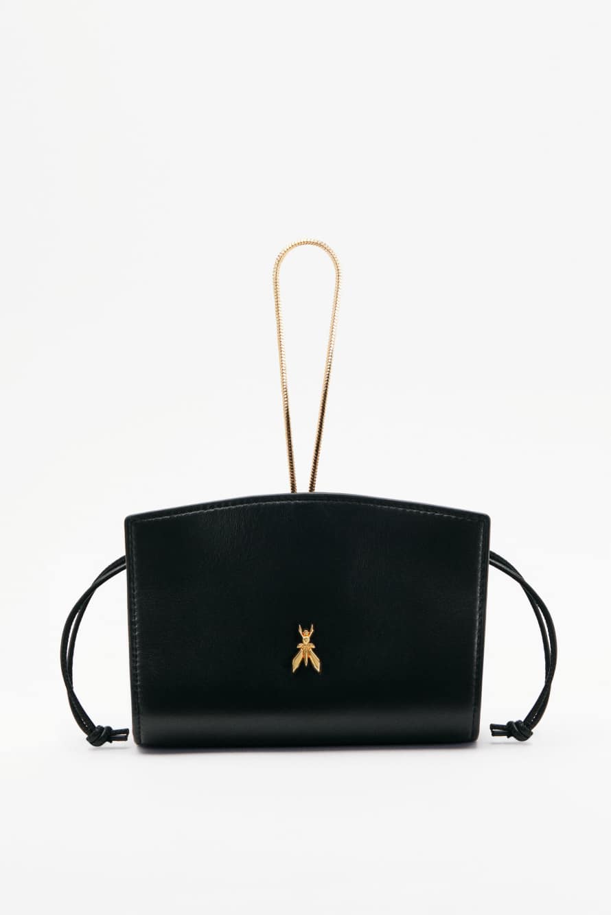 Mini leather clutch, Black, Patrizia Pepe
