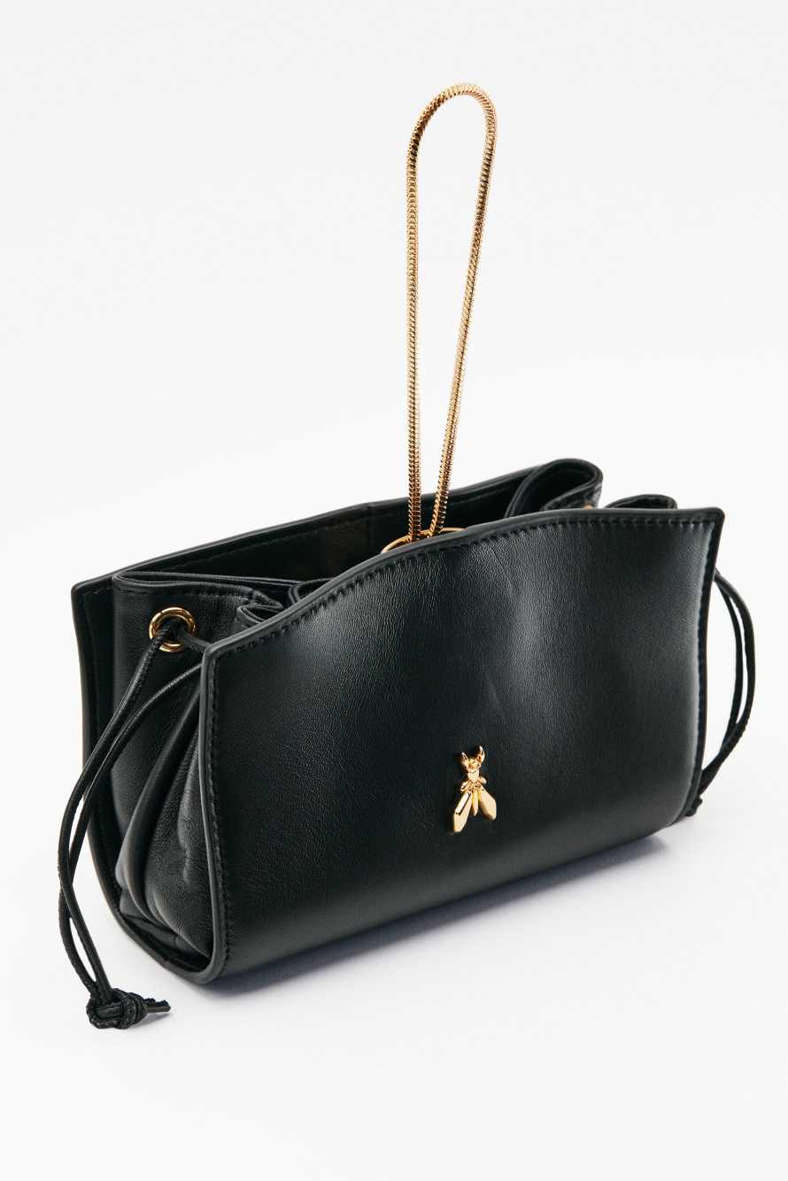 Mini leather clutch, Black, Patrizia Pepe