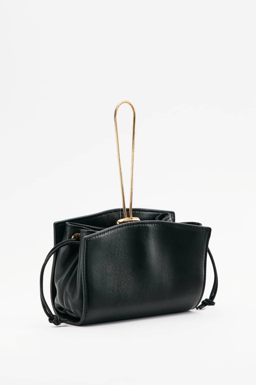 Mini leather clutch, Black, Patrizia Pepe