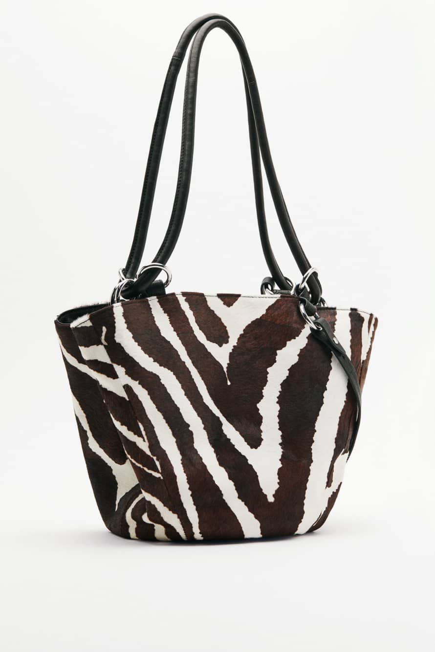 Black Horse zebra print bucket bag, Black/White, Patrizia Pepe