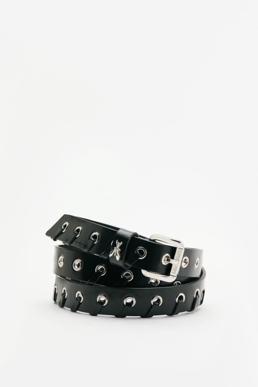 Leather belt with studs, Black, Patrizia Pepe