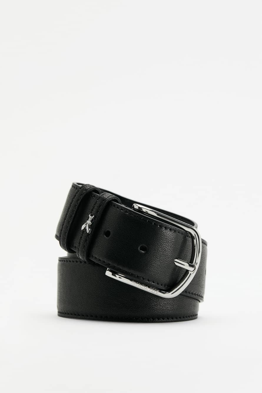 Goat leather belt, Black/Silver, Patrizia Pepe