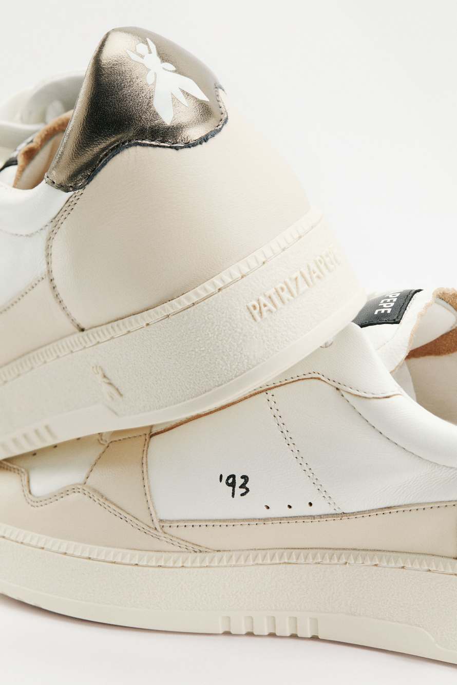 Fly '93 sneakers with laminated details, White, Patrizia Pepe
