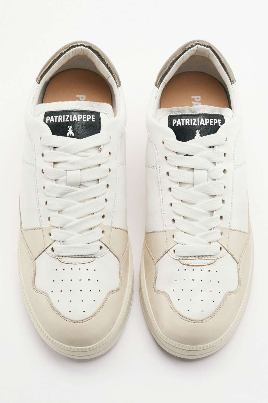 Fly '93 sneakers with laminated details, White, Patrizia Pepe