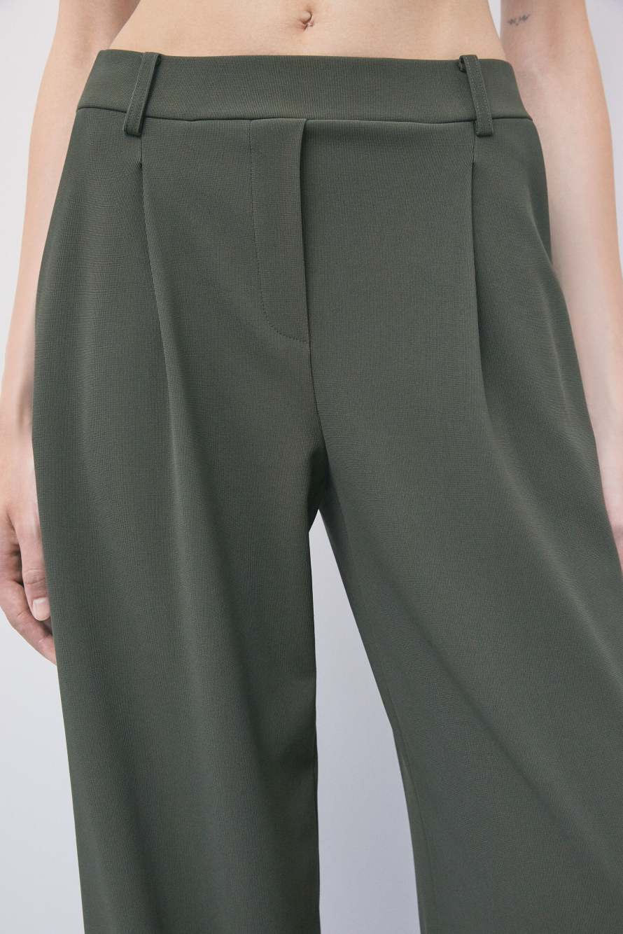 Palazzo trousers with pleats, Green, Patrizia Pepe