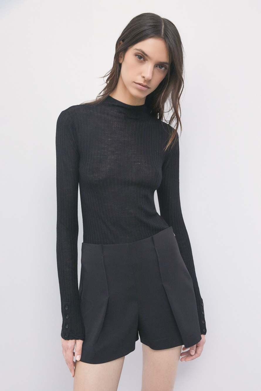 Light wool funnel-neck jumper, Black, Patrizia Pepe