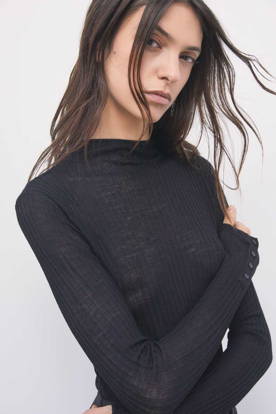 Light wool funnel-neck jumper, Black, Patrizia Pepe