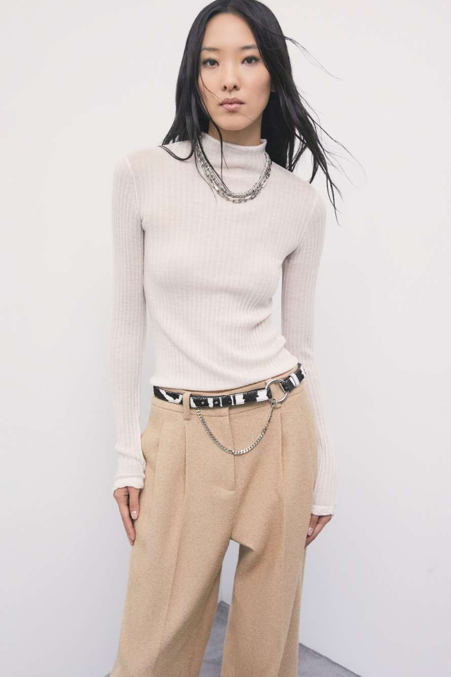Light wool funnel-neck jumper, White, Patrizia Pepe