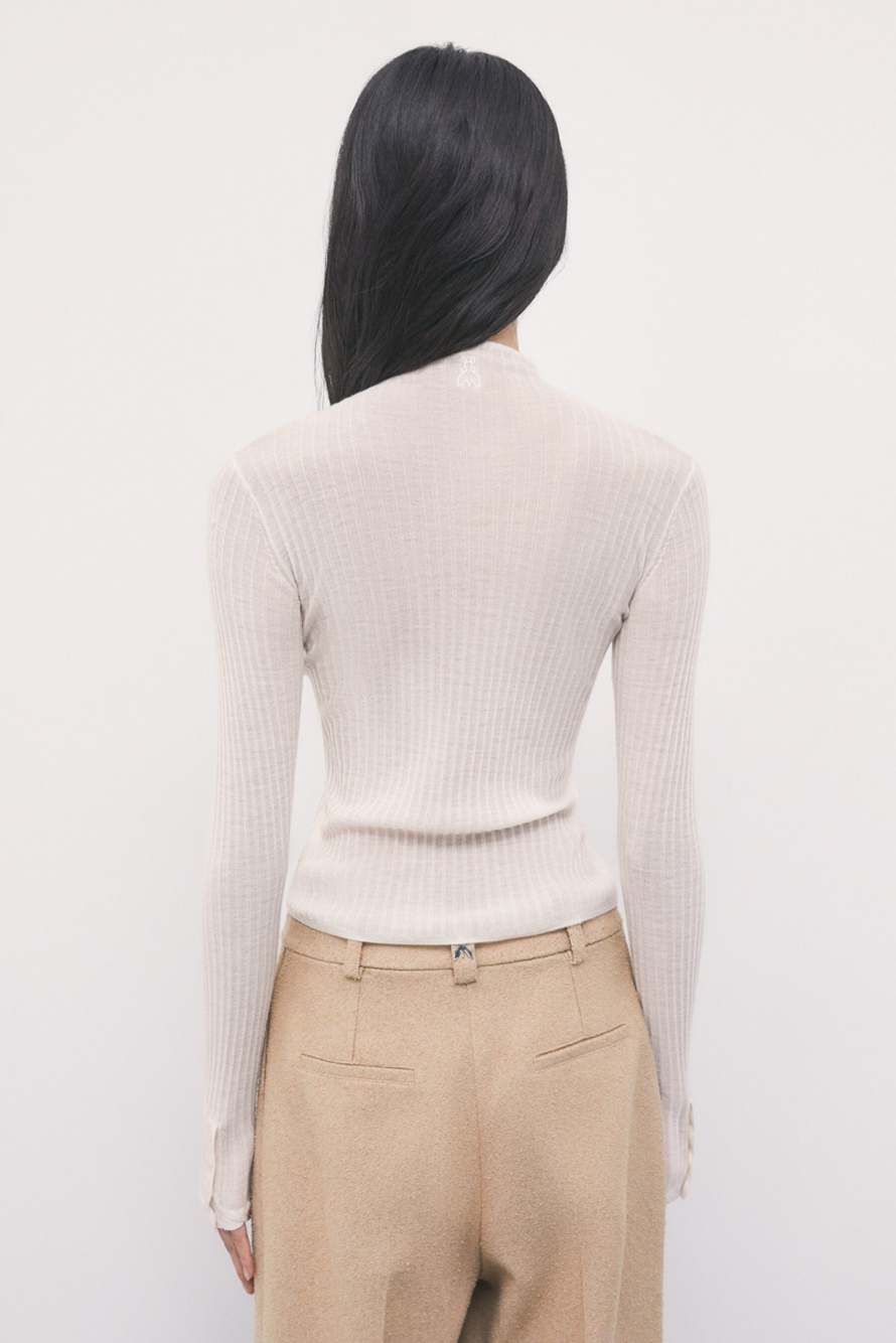 Light wool funnel-neck jumper, White, Patrizia Pepe