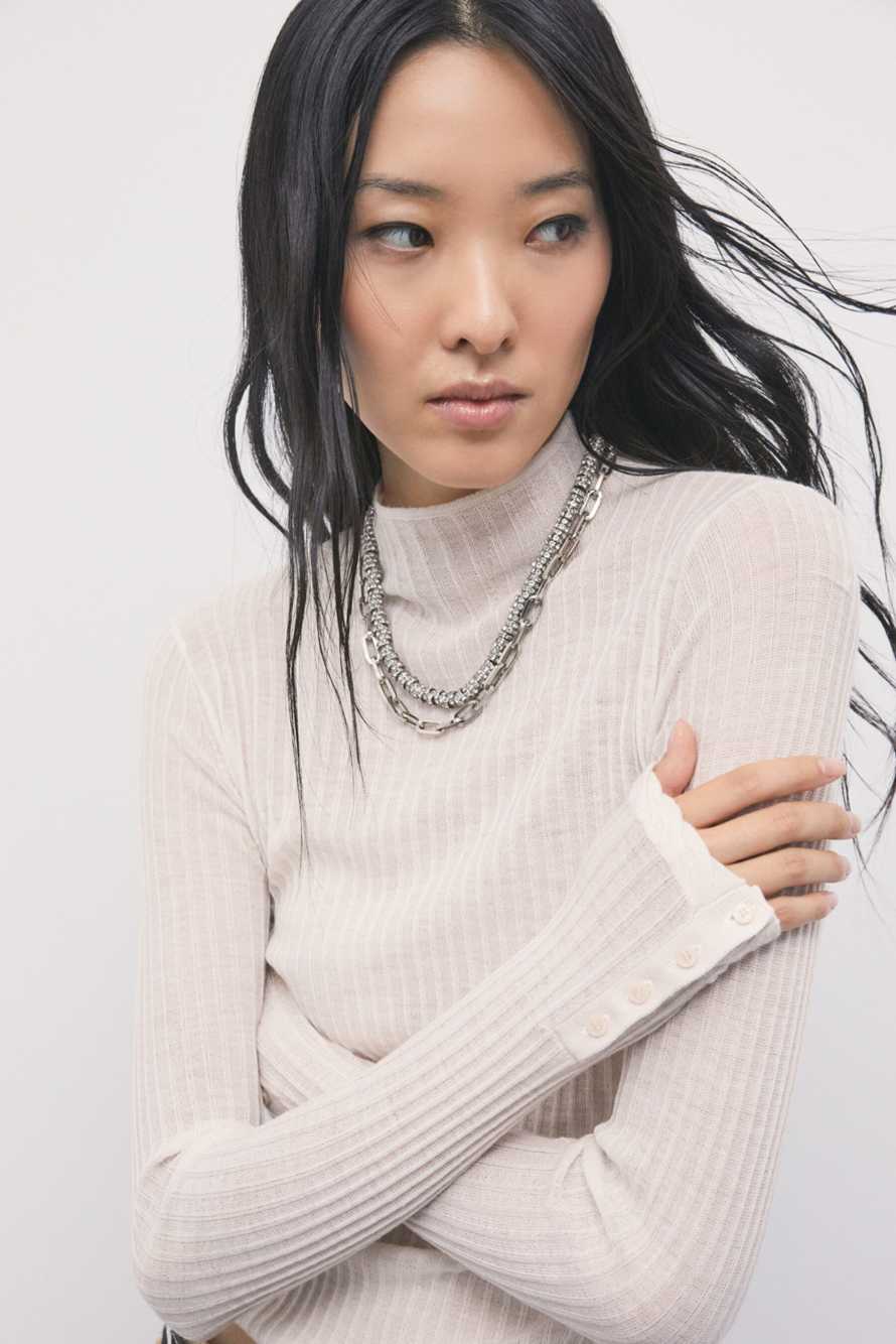 Light wool funnel-neck jumper, White, Patrizia Pepe