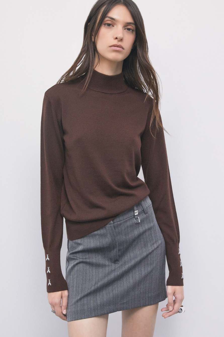 Woll-Rollkragenpullover, Braun, Patrizia Pepe