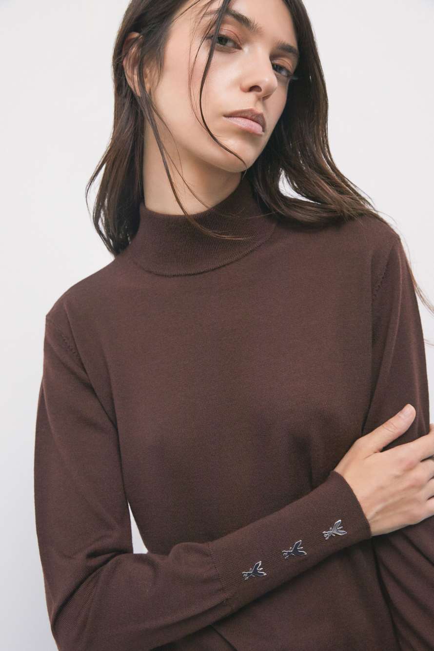 Woll-Rollkragenpullover, Braun, Patrizia Pepe