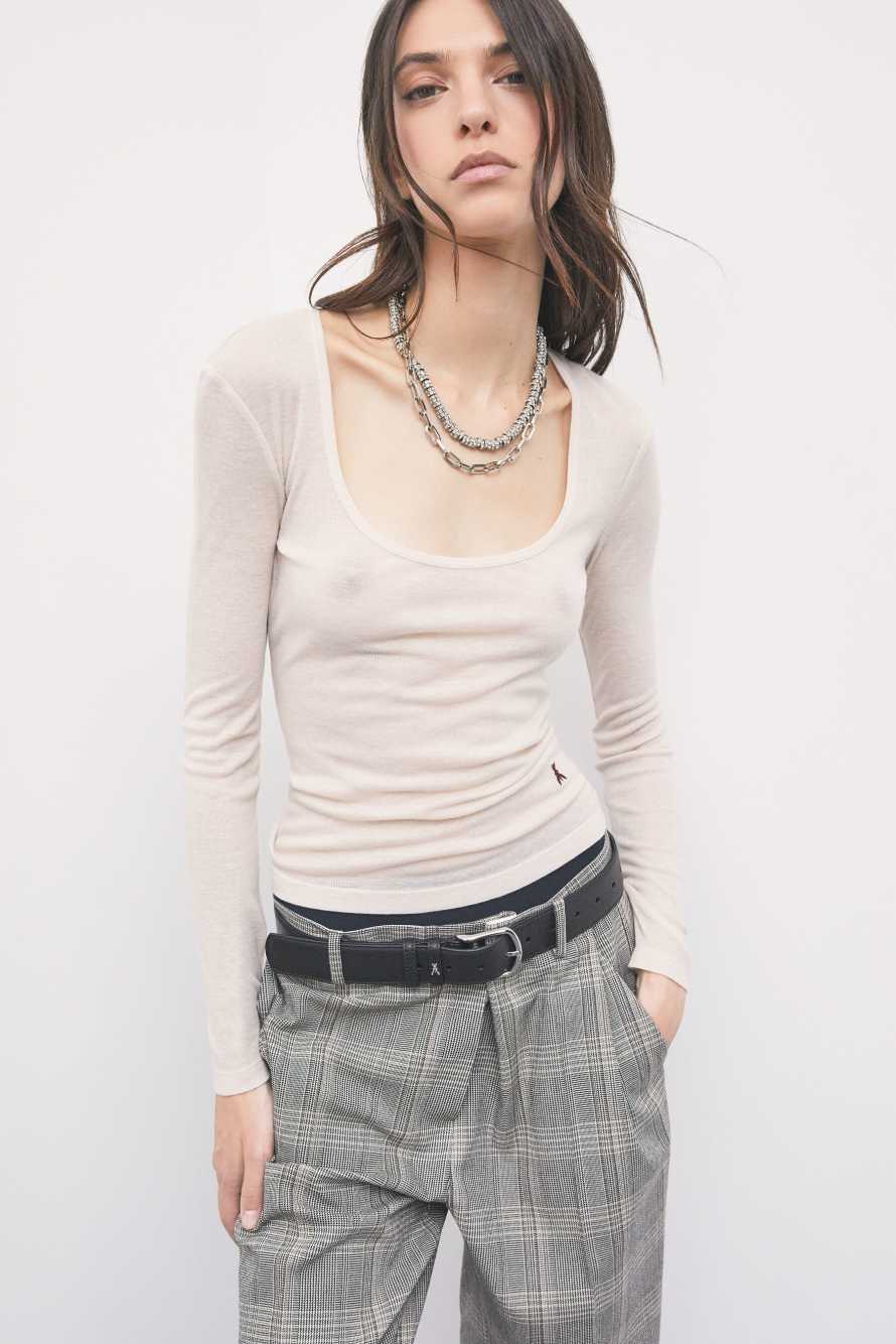 Long-sleeved fluid jersey top, White, Patrizia Pepe