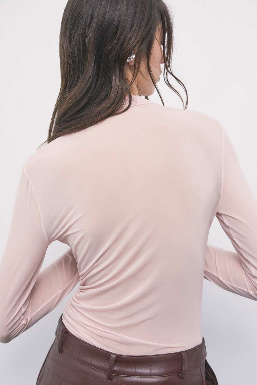 Sheer draped cupro top, Pink, Patrizia Pepe
