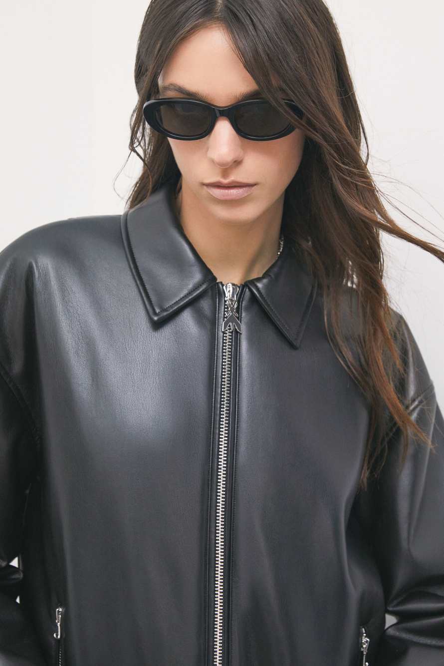 Coated bomber jacket, Black, Patrizia Pepe