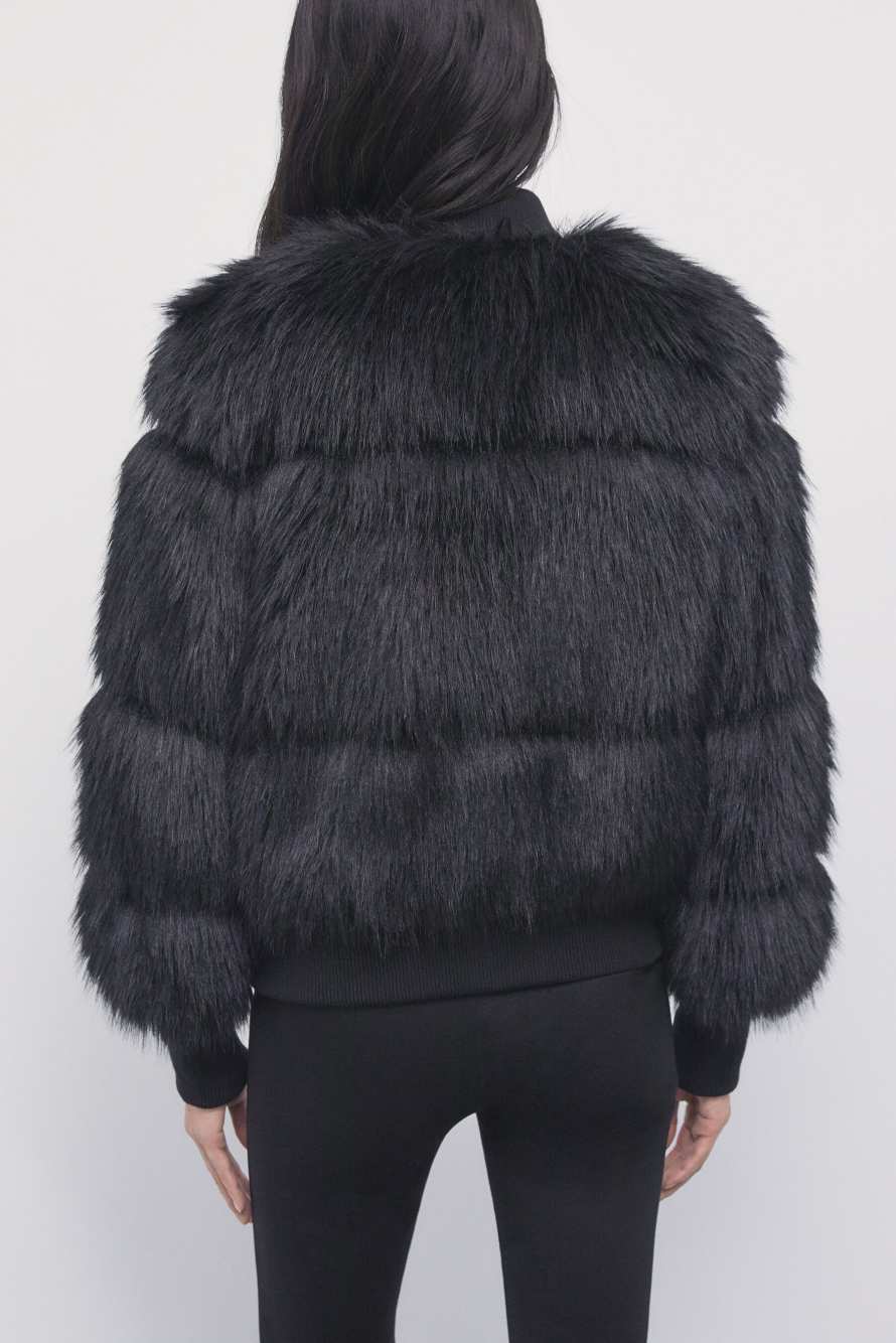 Fluffy bomber jacket, Black, Patrizia Pepe